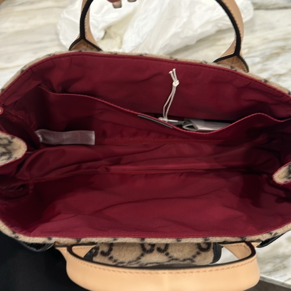 GUCCI MINI DIAPER BAG IN WOOL BLACK/TAUPE *AUTHENTIC* - Picture 5 of 10